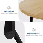 Table à manger ronde de 47" pour 4 personnes, table de salle à manger de cuisine avec cadre métallique robuste, table de cuisine ronde en bois pour un gain de place