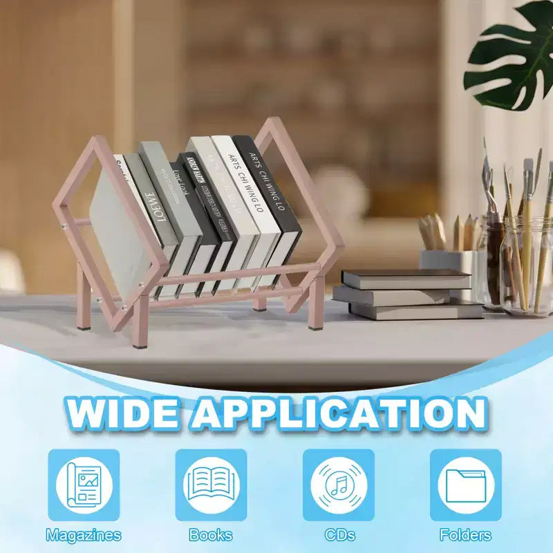 Unique Bargains Étagère de bureau décorative en acier inoxydable pour revues et CD