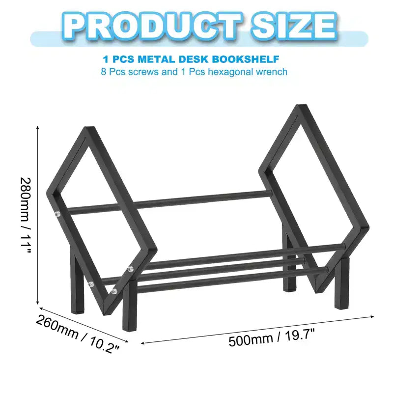 Unique Bargains Étagère de bureau décorative en acier inoxydable pour revues et CD