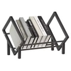 Unique Bargains Stainless Steel Magazine CD Storage Desk Decorative Bookshelf