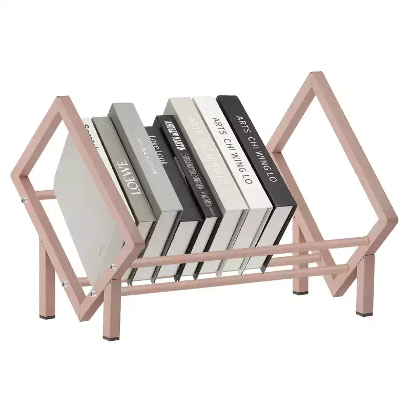 Unique Bargains Étagère de bureau décorative en acier inoxydable pour revues et CD