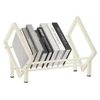 Unique Bargains Étagère de bureau décorative en acier inoxydable pour revues et CD