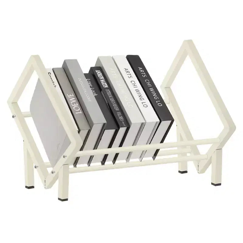 Unique Bargains Étagère de bureau décorative en acier inoxydable pour revues et CD