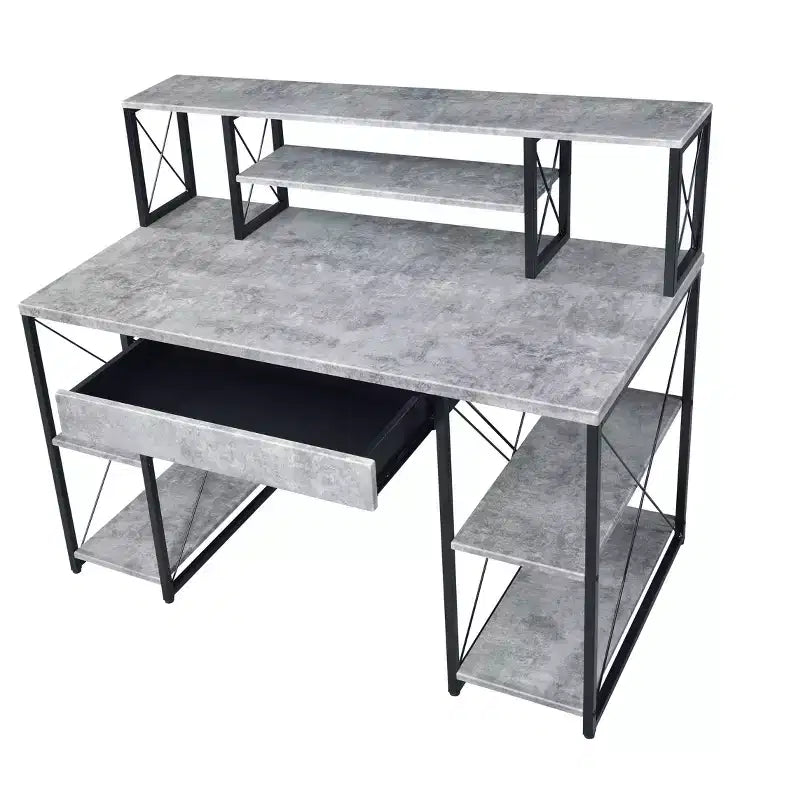 Okak Bureau Informatique Multifonction 47 pouces avec Grand Rangement, Bureau Debout avec Cadre Métallique, Bureau pour Salon, Salle de Lecture, Bureau d'Étude