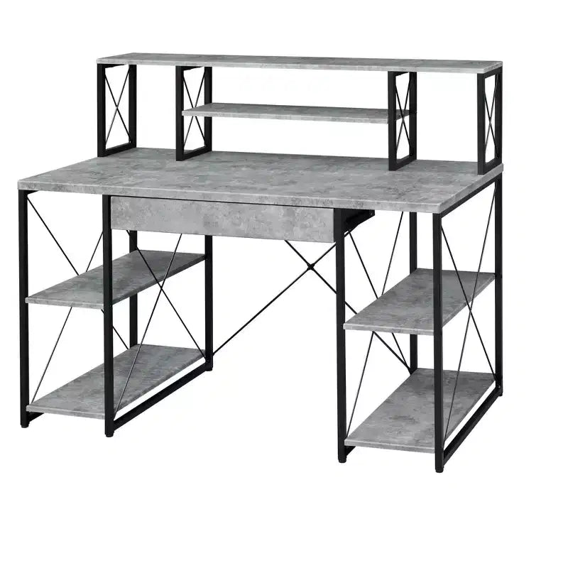 Okak Bureau Informatique Multifonction 47 pouces avec Grand Rangement, Bureau Debout avec Cadre Métallique, Bureau pour Salon, Salle de Lecture, Bureau d'Étude