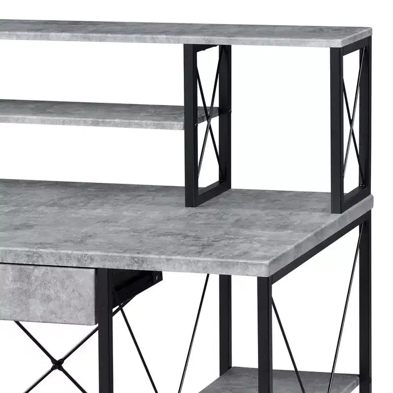 Okak Bureau Informatique Multifonction 47 pouces avec Grand Rangement, Bureau Debout avec Cadre Métallique, Bureau pour Salon, Salle de Lecture, Bureau d'Étude