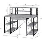 Okak Bureau Informatique Multifonction 47 pouces avec Grand Rangement, Bureau Debout avec Cadre Métallique, Bureau pour Salon, Salle de Lecture, Bureau d'Étude