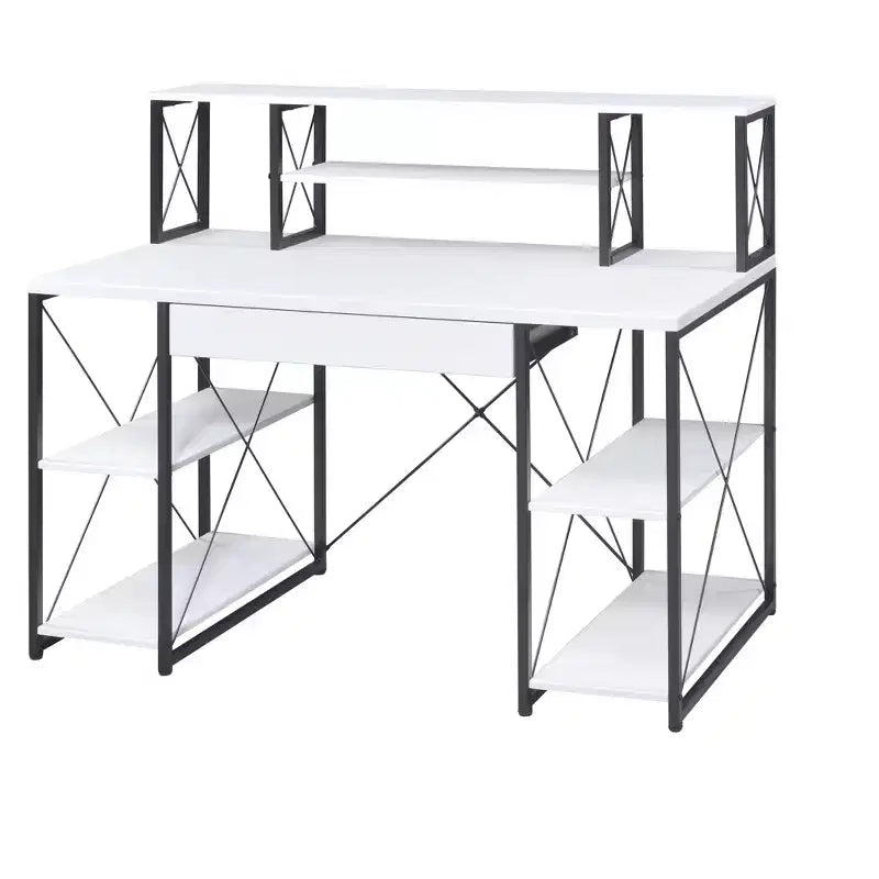 Okak Bureau Informatique Multifonction 47 pouces avec Grand Rangement, Bureau Debout avec Cadre Métallique, Bureau pour Salon, Salle de Lecture, Bureau d'Étude