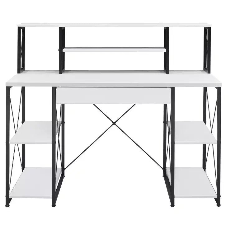 Okak Bureau Informatique Multifonction 47 pouces avec Grand Rangement, Bureau Debout avec Cadre Métallique, Bureau pour Salon, Salle de Lecture, Bureau d'Étude