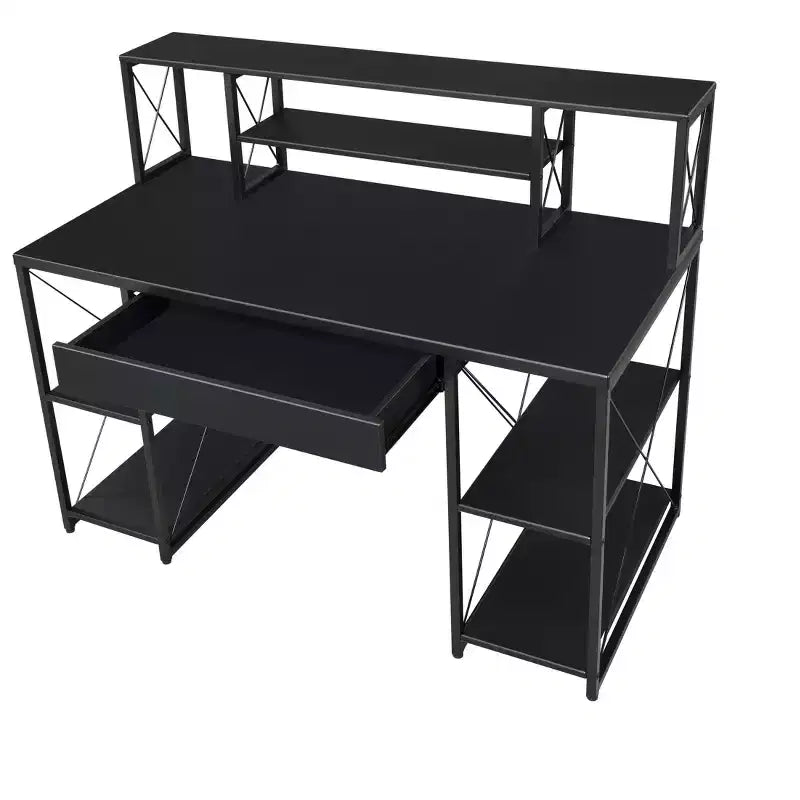 Okak Bureau Informatique Multifonction 47 pouces avec Grand Rangement, Bureau Debout avec Cadre Métallique, Bureau pour Salon, Salle de Lecture, Bureau d'Étude