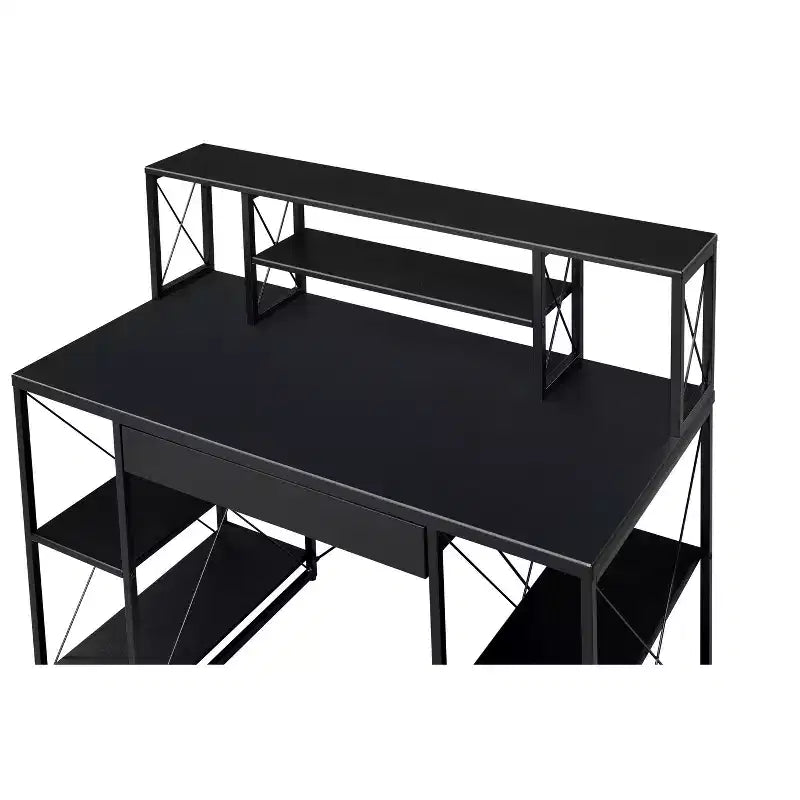 Okak Bureau Informatique Multifonction 47 pouces avec Grand Rangement, Bureau Debout avec Cadre Métallique, Bureau pour Salon, Salle de Lecture, Bureau d'Étude