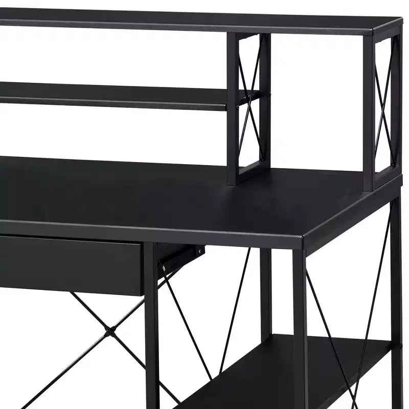 Okak Bureau Informatique Multifonction 47 pouces avec Grand Rangement, Bureau Debout avec Cadre Métallique, Bureau pour Salon, Salle de Lecture, Bureau d'Étude