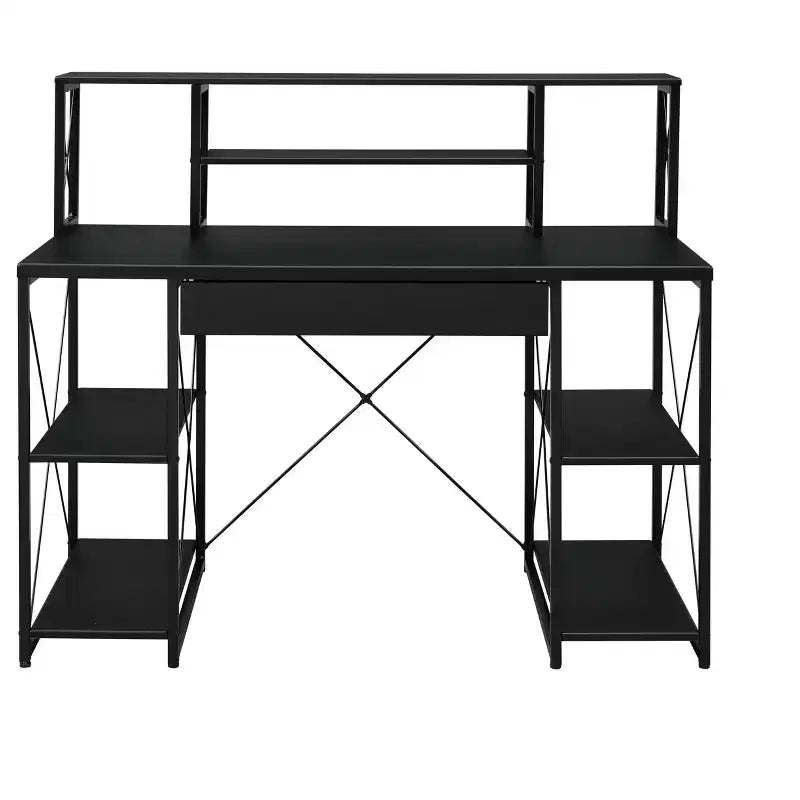Okak Bureau Informatique Multifonction 47 pouces avec Grand Rangement, Bureau Debout avec Cadre Métallique, Bureau pour Salon, Salle de Lecture, Bureau d'Étude