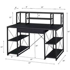 Okak Bureau Informatique Multifonction 47 pouces avec Grand Rangement, Bureau Debout avec Cadre Métallique, Bureau pour Salon, Salle de Lecture, Bureau d'Étude