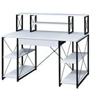 Okak 47IN Multifunction Computer Desk with Ample Storage, Standing Desk with Metal Frame, Office Desk for Living Room, Reading Room, Study