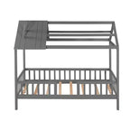 Cadre de lit en bois massif Okak taille jumelle avec preuve et clôture, lit plateforme mignon pour chambre d'enfant, chambre à coucher