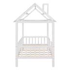 Cadre de lit en bois massif Okak taille jumelle avec preuve et clôture, lit plateforme mignon pour chambre d'enfant, chambre à coucher