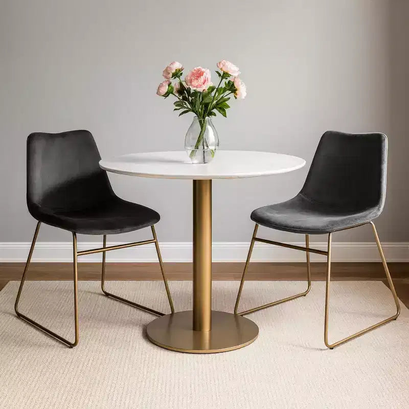 Homy Casa Velvet Upholstered Dining Chairs with Gold Metal Legs, Modern Accent Side Chairs for Dining Room & Living Space, Set of 2, Grey