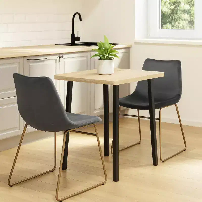 Chaises de salle à manger Homy Casa en velours avec pieds en métal doré, chaises d'appoint modernes pour salle à manger et salon, lot de 2, grises