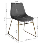 Chaises de salle à manger Homy Casa en velours avec pieds en métal doré, chaises d'appoint modernes pour salle à manger et salon, lot de 2, grises