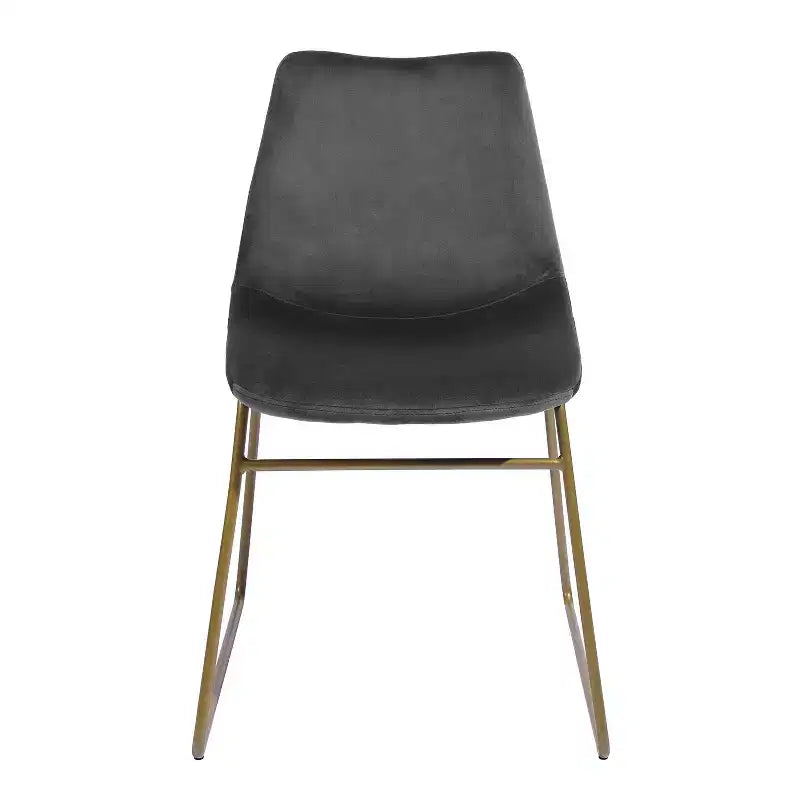 Chaises de salle à manger Homy Casa en velours avec pieds en métal doré, chaises d'appoint modernes pour salle à manger et salon, lot de 2, grises