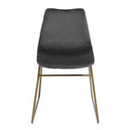 Chaises de salle à manger Homy Casa en velours avec pieds en métal doré, chaises d'appoint modernes pour salle à manger et salon, lot de 2, grises