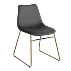 Chaises de salle à manger Homy Casa en velours avec pieds en métal doré, chaises d'appoint modernes pour salle à manger et salon, lot de 2, grises