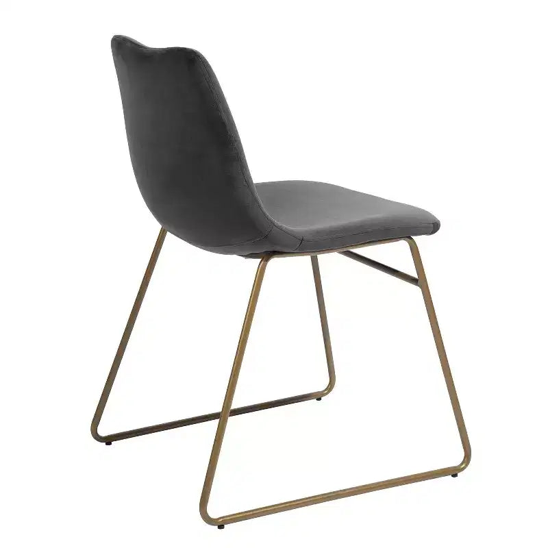 Chaises de salle à manger Homy Casa en velours avec pieds en métal doré, chaises d'appoint modernes pour salle à manger et salon, lot de 2, grises