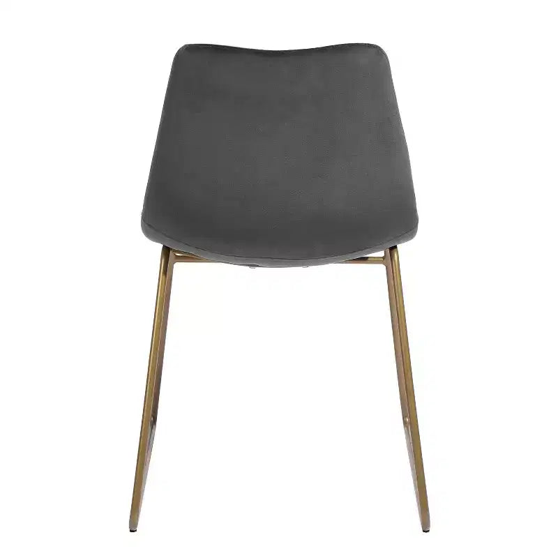 Chaises de salle à manger Homy Casa en velours avec pieds en métal doré, chaises d'appoint modernes pour salle à manger et salon, lot de 2, grises