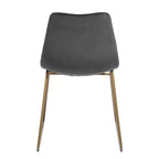 Chaises de salle à manger Homy Casa en velours avec pieds en métal doré, chaises d'appoint modernes pour salle à manger et salon, lot de 2, grises