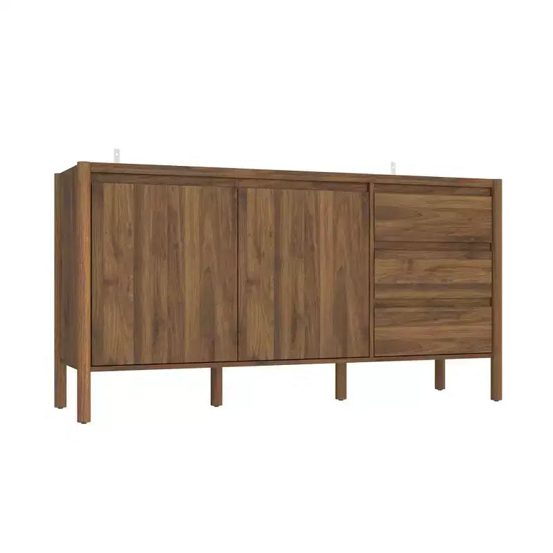Meuble de rangement mi-siècle moderne Famapy en bois de noyer avec tiroirs et pieds en bois massif, étagère/meuble TV élégant pour salon