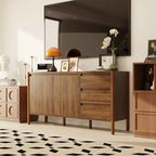 Meuble de rangement mi-siècle moderne Famapy en bois de noyer avec tiroirs et pieds en bois massif, étagère/meuble TV élégant pour salon