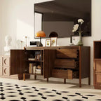 Meuble de rangement mi-siècle moderne Famapy en bois de noyer avec tiroirs et pieds en bois massif, étagère/meuble TV élégant pour salon