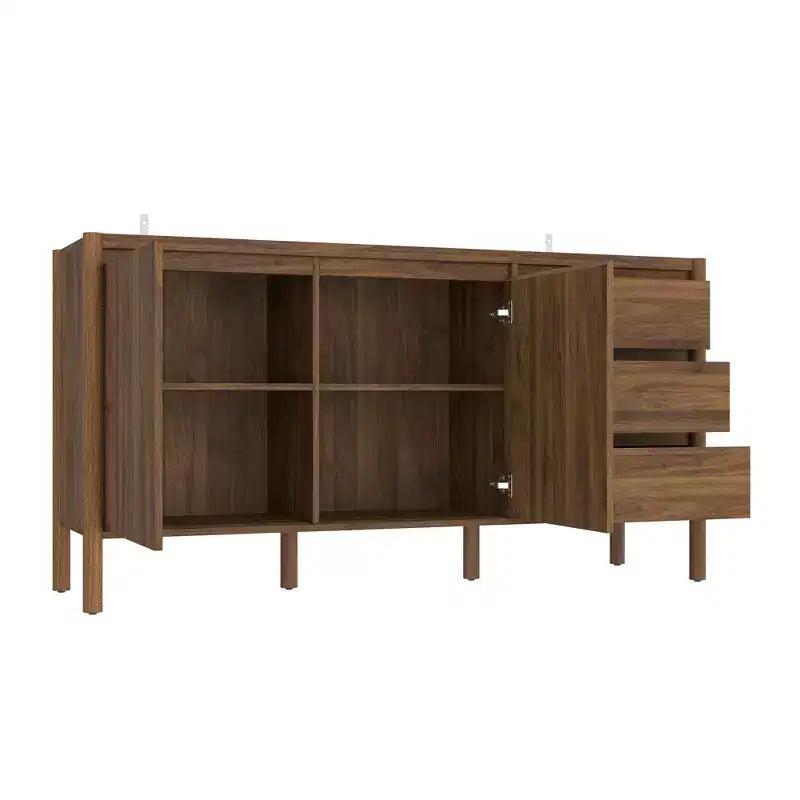 Meuble de rangement mi-siècle moderne Famapy en bois de noyer avec tiroirs et pieds en bois massif, étagère/meuble TV élégant pour salon