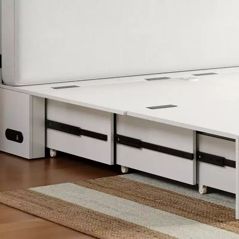 Lit escamotable Mjkone double/grand format avec rangement, SANS MATELAS