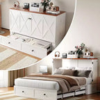 Lit escamotable Mjkone double/grand format avec rangement, SANS MATELAS