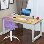 Chaise de bureau FurnitureR, petites chaises d'étude sans accoudoirs pour adolescents, chaise de travail pivotante et légère à dossier mi-haut avec roulettes et coussin rembourré en maille, violet