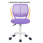 Chaise de bureau FurnitureR, petites chaises d'étude sans accoudoirs pour adolescents, chaise de travail pivotante et légère à dossier mi-haut avec roulettes et coussin rembourré en maille, violet