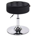 Furniliving Mid-Century Tufted Adjustable Swivel Makeup Ottoman Stool, Velvet, Big Size Round Vanity Stool Chair for Bedroom/Living Room