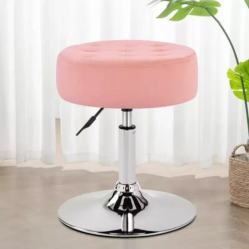 Furniliving Tabouret de Maquillage Pivotant Réglable Tufté Mid-Century, Velours, Grand Pouf Rond de Coiffeuse pour Chambre à Coucher/Salon