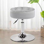 Furniliving Tabouret de Maquillage Pivotant Réglable Tufté Mid-Century, Velours, Grand Pouf Rond de Coiffeuse pour Chambre à Coucher/Salon