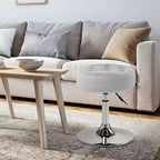 Furniliving Tabouret de Maquillage Pivotant Réglable Tufté Mid-Century, Velours, Grand Pouf Rond de Coiffeuse pour Chambre à Coucher/Salon