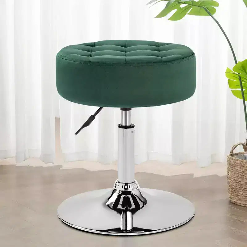 Furniliving Tabouret de Maquillage Pivotant Réglable Tufté Mid-Century, Velours, Grand Pouf Rond de Coiffeuse pour Chambre à Coucher/Salon