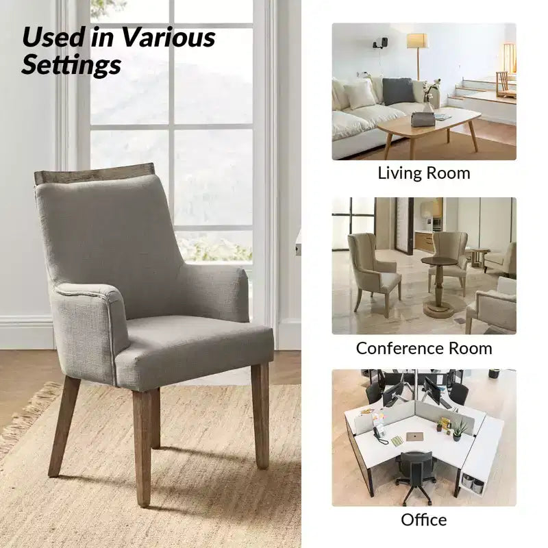Chaise de salle à manger Dan Farmhouse avec variation naturelle en bois massif, ensemble de 3 | HULALA HOME