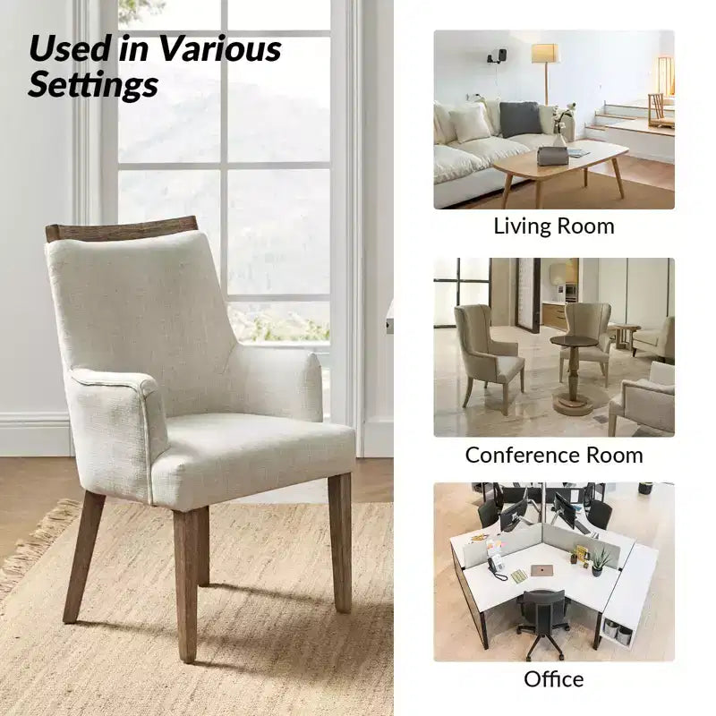 Chaise de salle à manger Dan Farmhouse avec variation naturelle en bois massif, ensemble de 3 | HULALA HOME