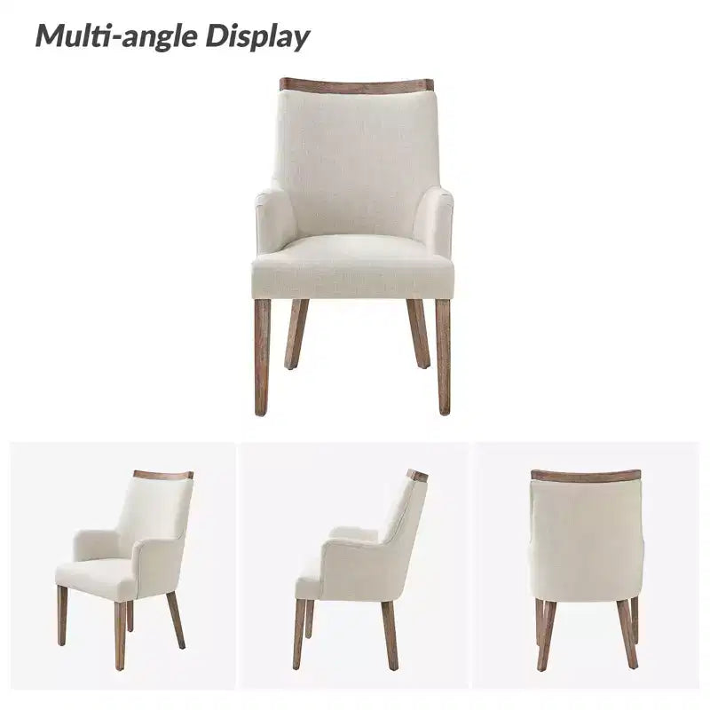 Chaise de salle à manger Dan Farmhouse avec variation naturelle en bois massif, ensemble de 3 | HULALA HOME