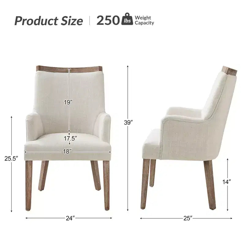 Chaise de salle à manger Dan Farmhouse avec variation naturelle en bois massif, ensemble de 3 | HULALA HOME