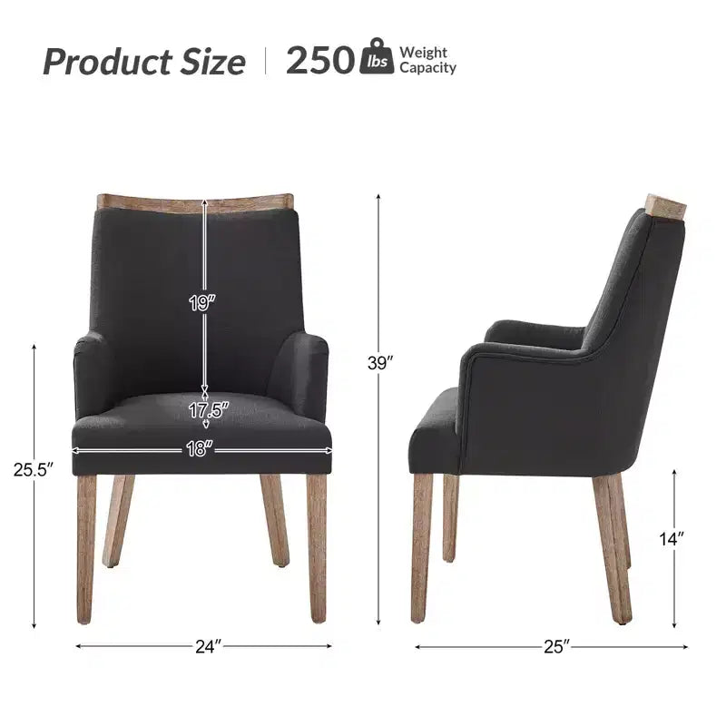 Chaise de salle à manger Dan Farmhouse avec variation naturelle en bois massif, ensemble de 3 | HULALA HOME