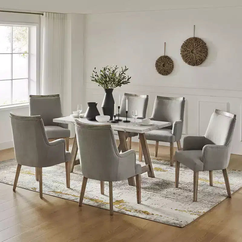 Chaise de salle à manger Dan Farmhouse avec variation naturelle en bois massif, ensemble de 3 | HULALA HOME