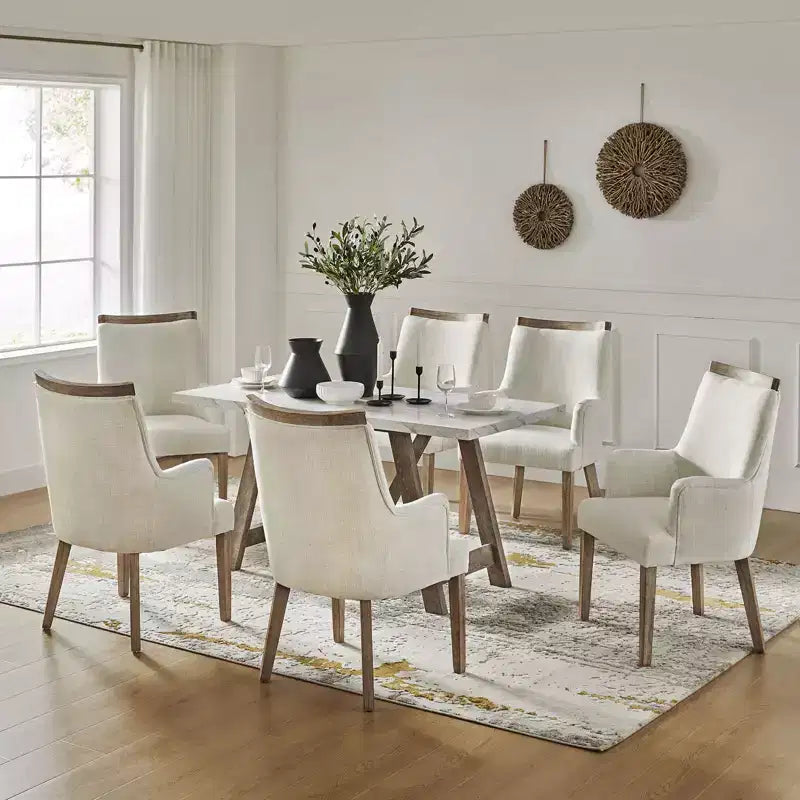 Chaise de salle à manger Dan Farmhouse avec variation naturelle en bois massif, ensemble de 3 | HULALA HOME